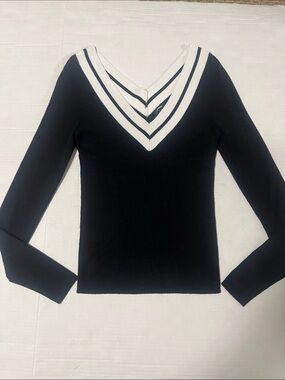 Express V-neck Black and White Sweater-NWT